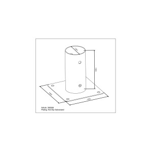 Disegno tecnico di un supporto per palo. Categoria: Supporti portapalo.