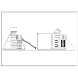 Gioco da giardino Treehouse con scivolo e altalene 443x501xh272 cm