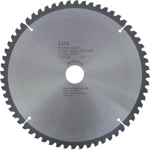 Lama per sega circolare LUX, 250x2.6x30 Z60 HW, per tagli precisi.