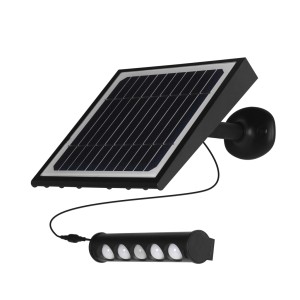 Faro LED da cantiere t.b.t. nero con pannello solare.