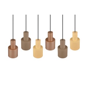 Lampada a sospensione Trio Agudo, multicolore a 6 luci: Lampada a sospensione con paralumi di diversi colori.