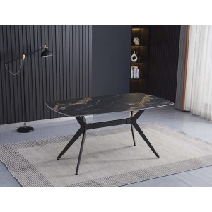 Tavolo da pranzo fisso Callista marmo nero 160x90x76 cm