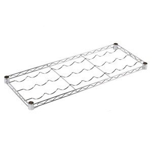 Portabottiglie cromato per 21 bottiglie, parte di un sistema di scaffalature