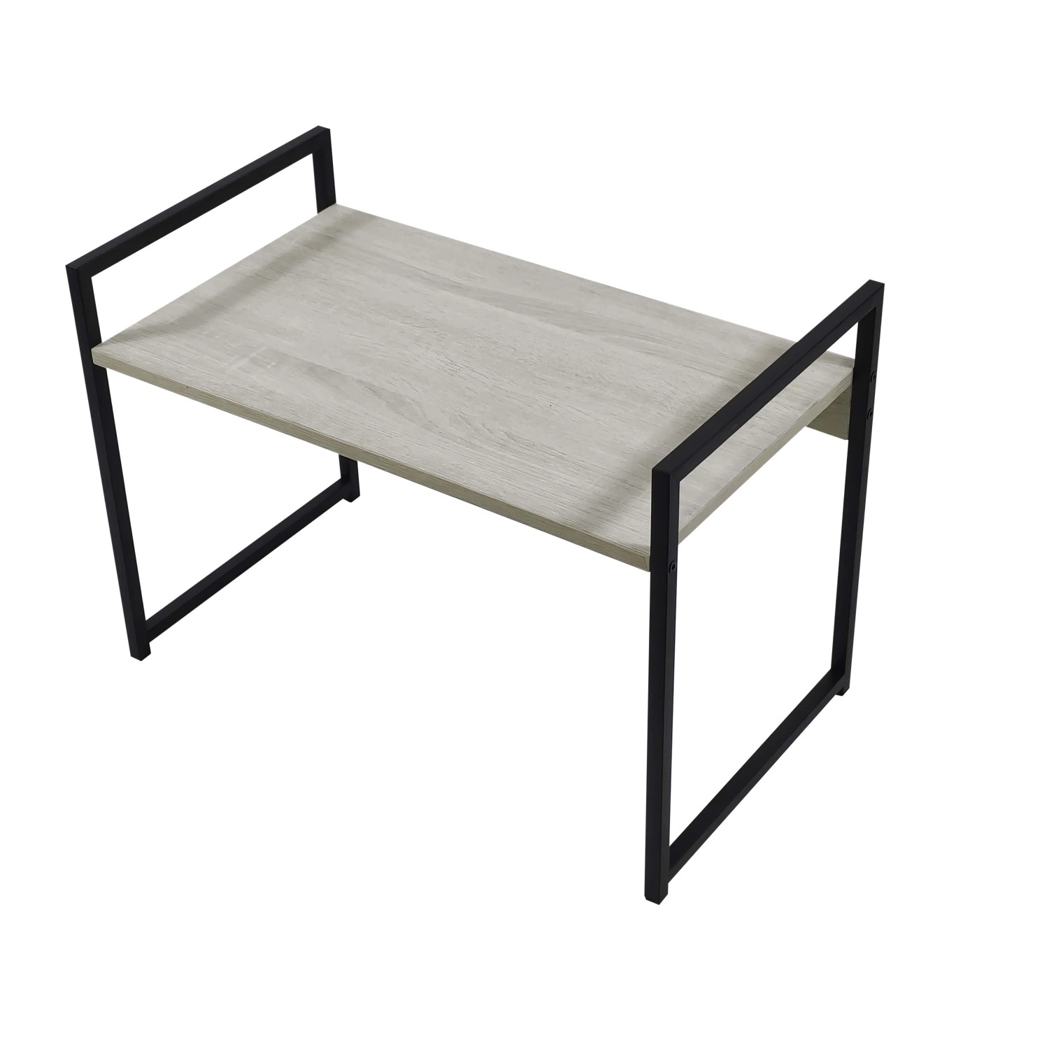 t.b.t. Scaffale da cucina con ripiano in legno chiaro e struttura in metallo nero.