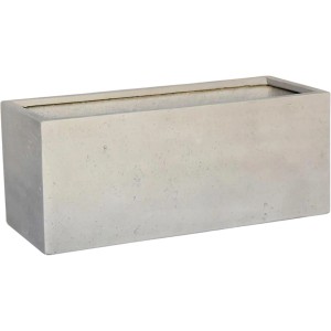 Fioriera rettangolare in terracotta grigio chiaro.