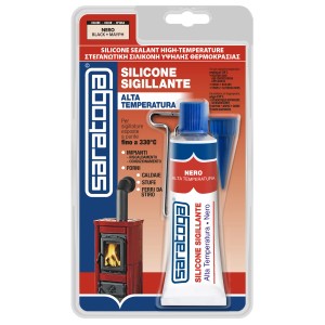 Sigillante siliconico Saratoga, alta temperatura, nero.