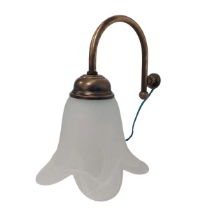 Applique bagno t.b.t. con vetro satinato e finitura bronzo antico.