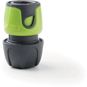 Raccordo per irrigazione t.b.t. verde e grigio per tubi da giardino.