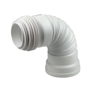 Tubo flessibile bianco per lavatrice, curvo.