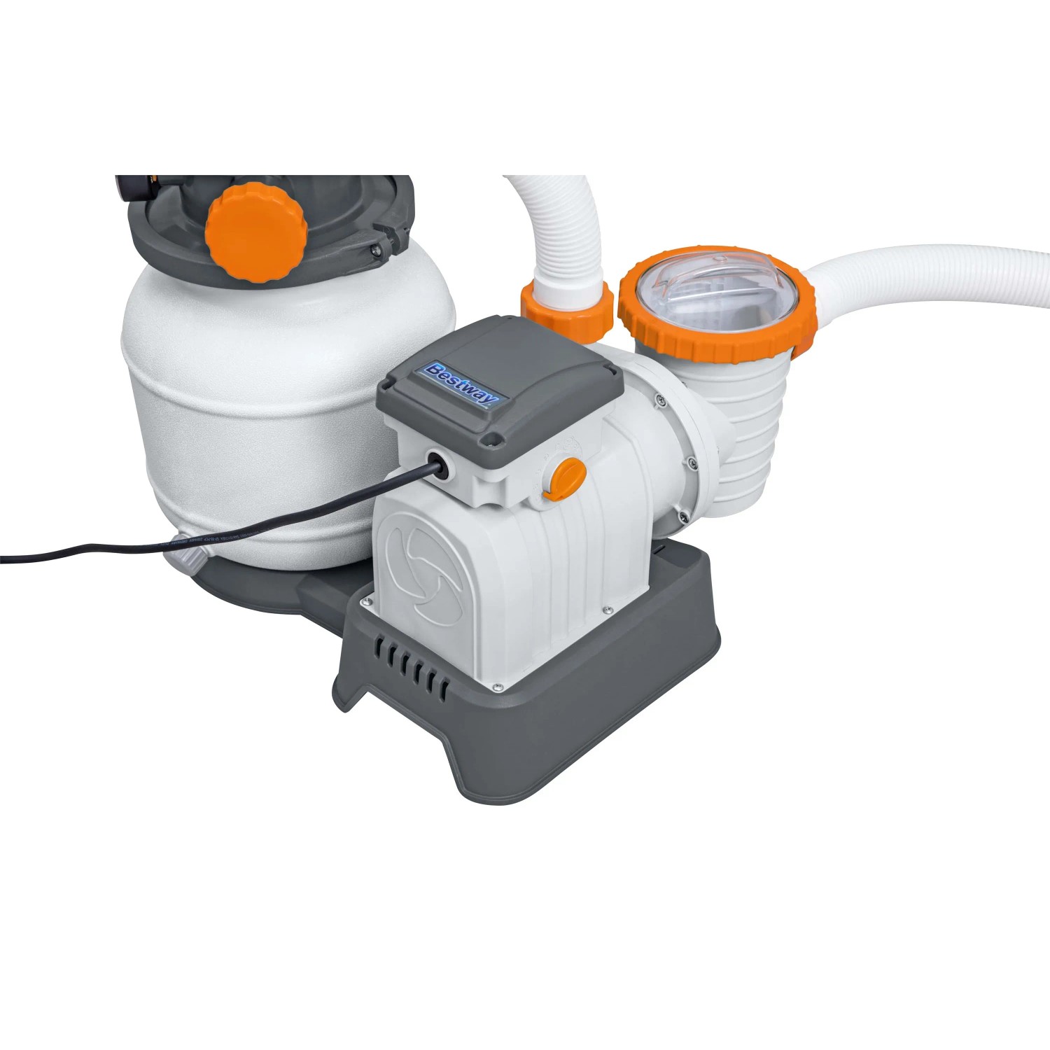 Pompa filtro a sabbia Bestway con timer, 5.678 l/h, 230 W, per piscine. Sistema di filtraggio con prefiltro e tubi.
