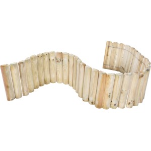 Bordura da giardino in legno curvato, ideale come bordo per aiuole o prati.
