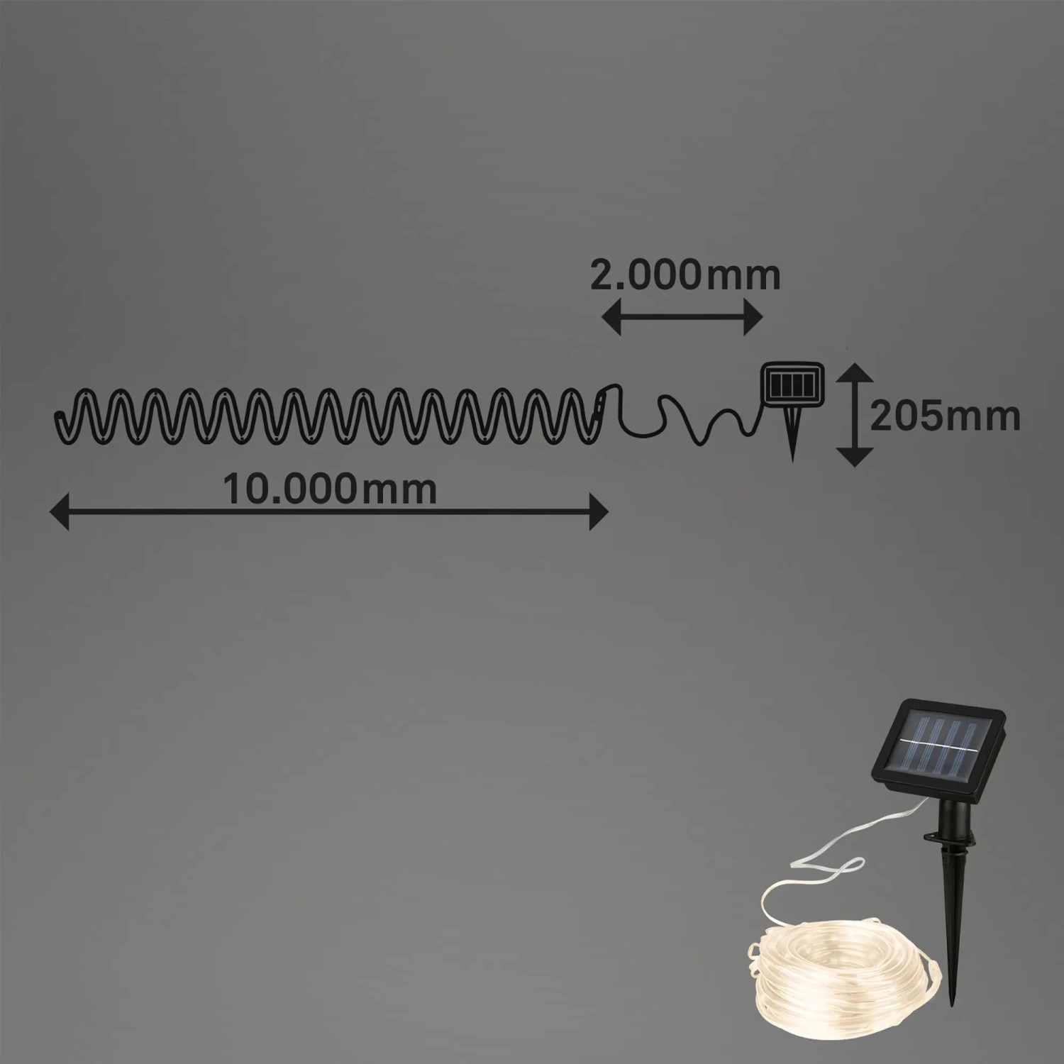 Striscia LED solare Outdoor bianco caldo 10 m_6