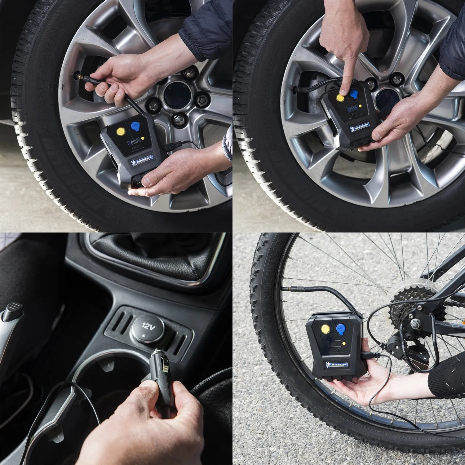 t.b.t. per gonfiare pneumatici auto e bici, applicazione in dettaglio.
