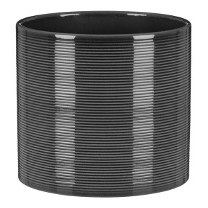 Vaso per piante nero a coste.