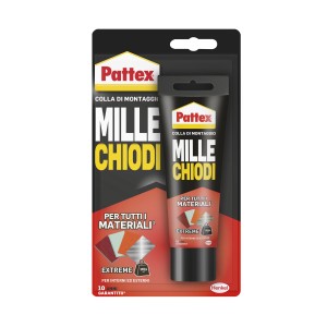 Pattex Mille Chiodi colla di montaggio in tubo, adatta a molti materiali, per interni ed esterni.