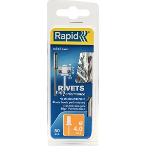 Rivetti ciechi Rapid 4x14 mm, 50 pezzi, per Graffe a dorso sottile