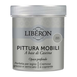 Barattolo di vernice per mobili Liberon color Grigio Alpaca. Ideale per rinnovare i mobili.