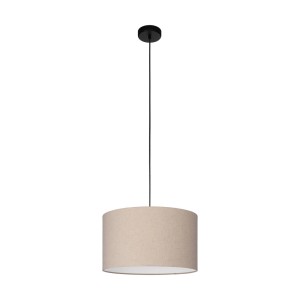 Lampada a sospensione beige t.b.t. per spazi abitativi.