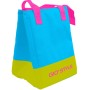 Borsa termica da campeggio t.b.t., blu-gialla con manici rosa.
