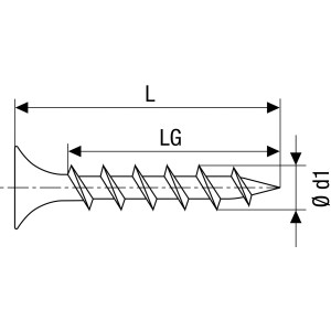 Disegno: Vite a testa di tromba Gix, 3,9x55 mm, filettatura grossa, dettagli su lunghezza e diametro.