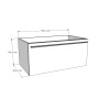 Schizzo di un mobile lavabo bianco t.b.t. con dimensioni per l'arredo bagno.