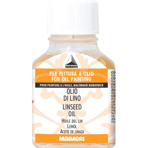 Flacone di olio di lino Maimeri per pittura a olio. Accessorio per colori ad olio.