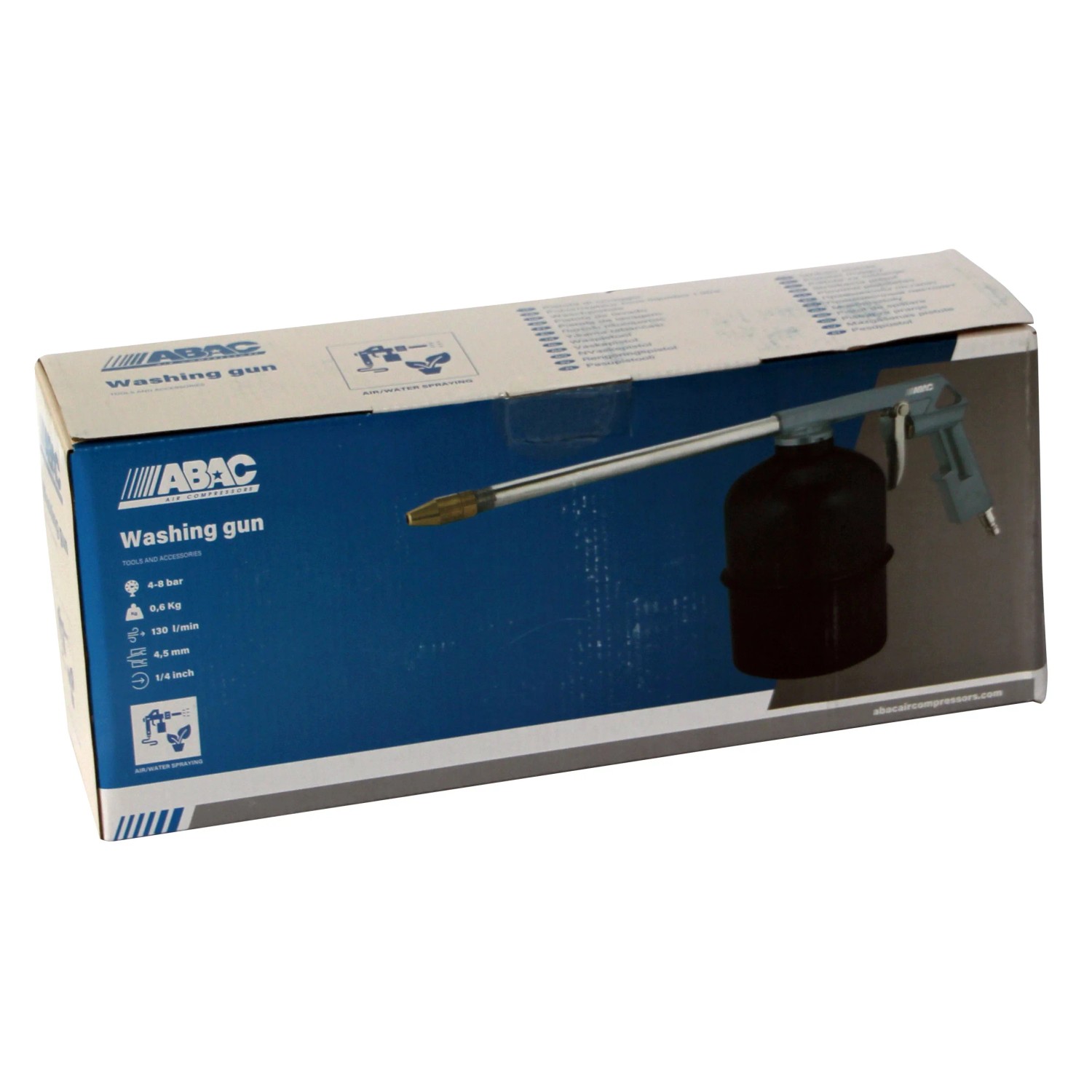 Pistola di lavaggio ABAC nella confezione originale, accessorio per compressori.