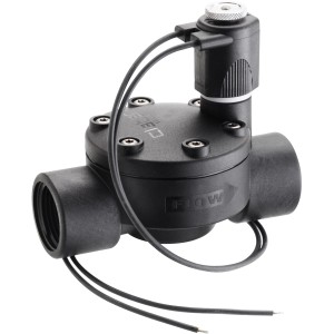 Elettrovalvola nera per irrigazione interrata.