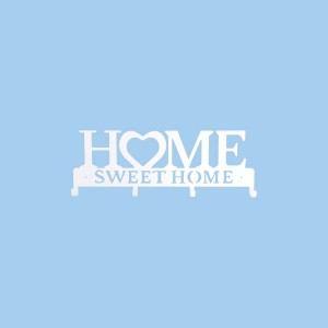 Appendiabiti decorativo "Home Sweet Home" con ganci, bianco.
