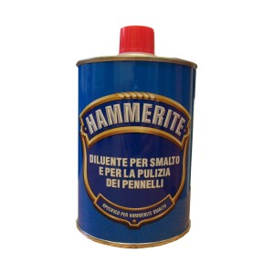Diluente Hammerite per smalti e pulizia pennelli, barattolo blu con tappo rosso.