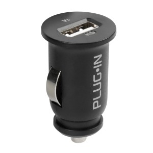 Adattatore USB nero per accendisigari auto. Accessorio interno auto.