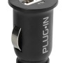 Adattatore USB nero per accendisigari auto. Accessorio interno auto.