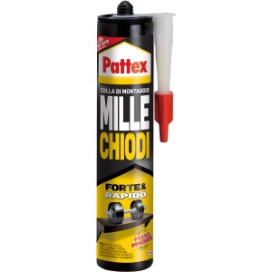Adesivo per montaggio Pattex "Mille Chiodi", forte e rapido, per vari materiali.