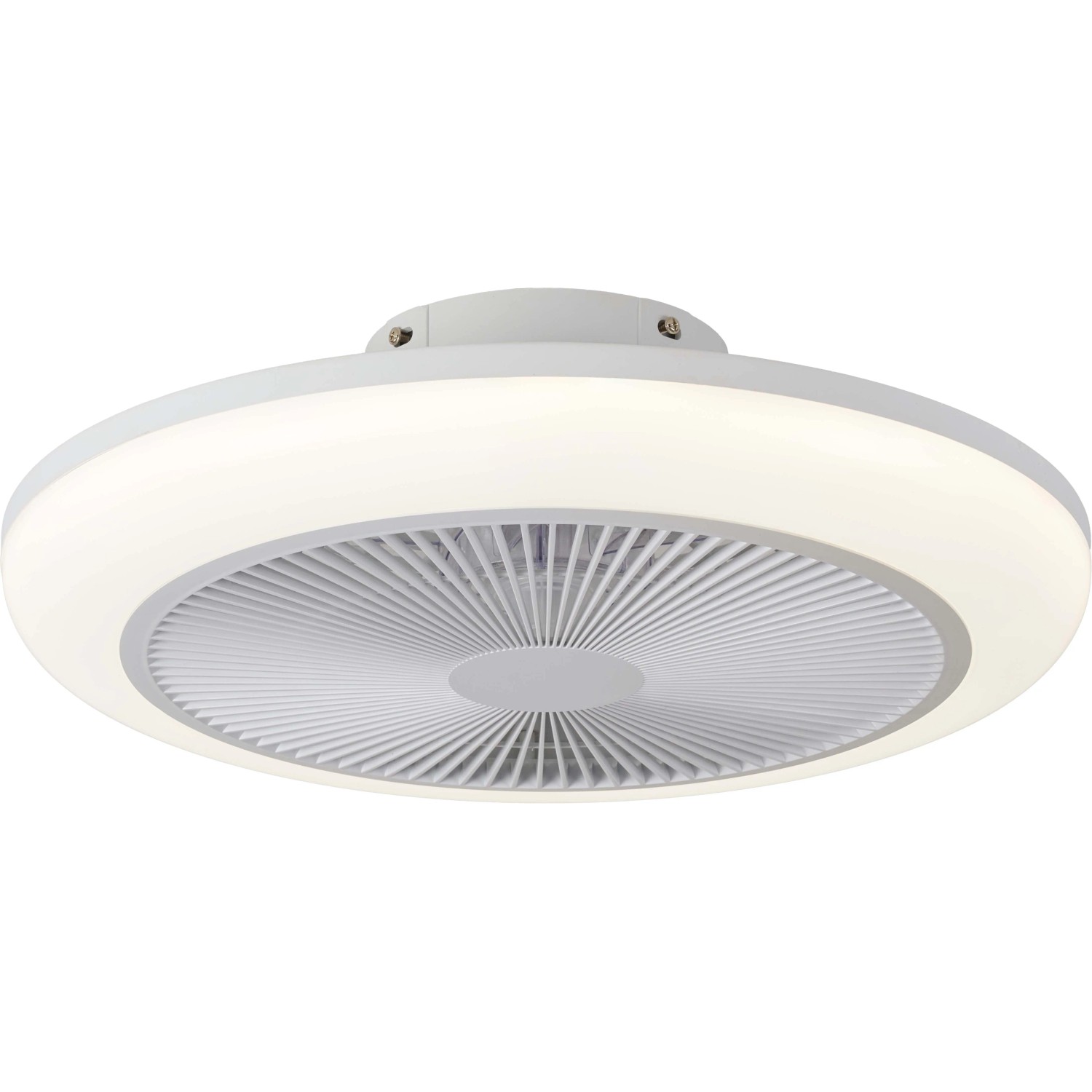 Plafoniera LED bianca con funzione ventilatore.
