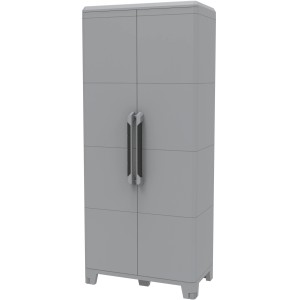 Armadio da balcone t.b.t. grigio con due ante e maniglie.