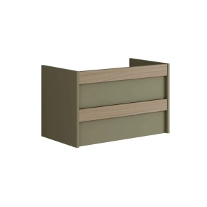 t.b.t. Mobile bagno sospeso verde con decoro legno per arredo bagno.