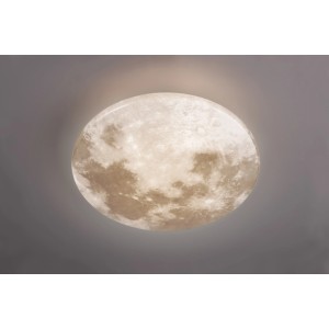 Plafoniera LED Moonika bianca con design a luna, 37 cm di diametro, per bagno e zona giorno.