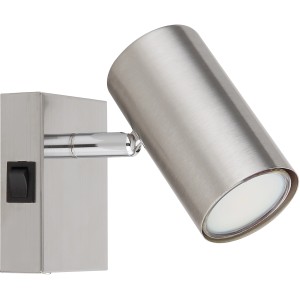 Faretto Globo Robby, 1 lampadina, nichel opaco, con interruttore a levetta. Spot moderno per lampadine GU10.