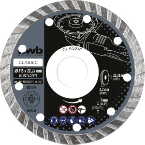 Disco da taglio per smerigliatrice angolare, diametro 115 mm, adatto per pietra.