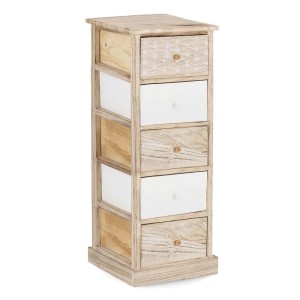 Cassettiera t.b.t. con 5 cassetti in legno chiaro e bianco. Ideale per riporre oggetti.