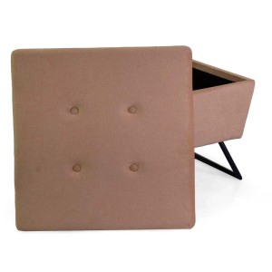Puff in tessuto con gambe beige 58x58xh42,5 cm