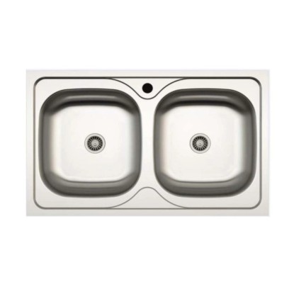 Lavello da incasso 2 vasche 86x50 cm inox