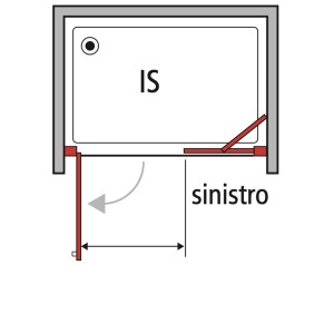 Schizzo di una porta doccia t.b.t. (Porte doccia) con apertura a sinistra.