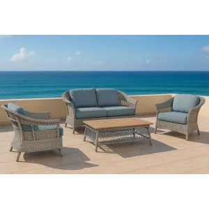 Salotto da giardino Jefferson in alluminio rattan grigio 2 posti