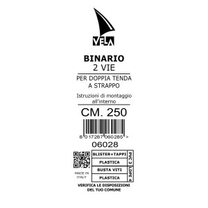 Binario 2 vie bianco a strappo 250 cm