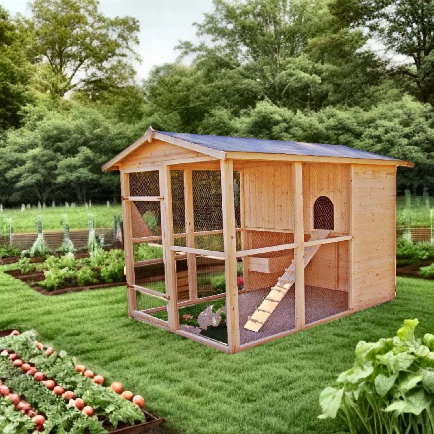 Pollaio in legno con tetto apribile 160x244 cm_3