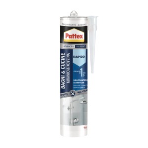 Sigillante siliconico trasparente Pattex, a presa rapida per bagno e cucina.