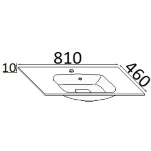 Disegno tecnico lavabo con dimensioni 810x460mm, categoria: Lavabi con mobile.