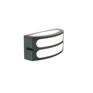 Moderna lampada da esterno t.b.t. in antracite con due superfici illuminate per un'illuminazione suggestiva.