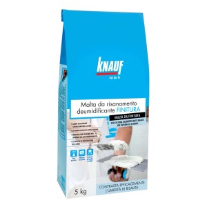 Sacco di intonaco di risanamento Knauf da 5 kg, malta di calce e cemento per la regolazione dell'umidità.